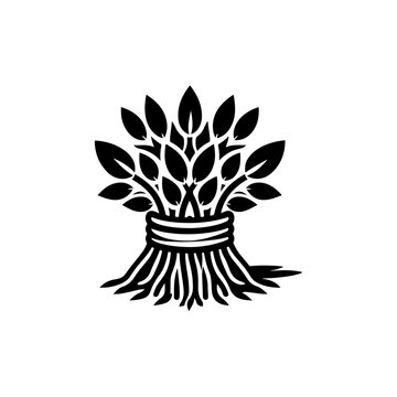 Tied Green Sprouts Vector Icon &ndash; Sizdah Bedar Celebration Silhouette

