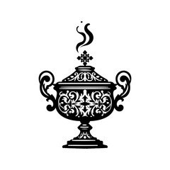 Fototapeta premium Single Vector Fill Silhouette – Traditional Holy Week Incense Burner Icon