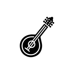 Naklejka premium Bold Single Fill Silhouette – Kazakh Dombra Instrument Icon