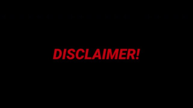 Disclaimer red text with glitch effect for warning message, 4K video
