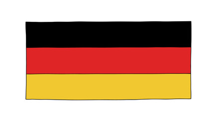 Obraz premium Hand drawn germany flag featuring black, red, yellow stripes on white background