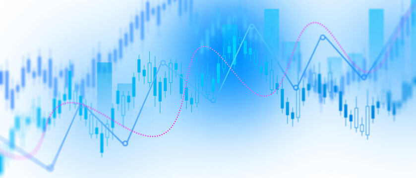 Transparent Stock Market Candlestick Chart with Rising Trend Line Digital Finance Trading Background