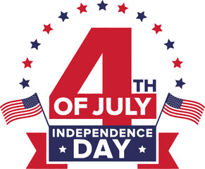 Happy 4th of July typography design with vertical American flag brush stroke on both sides, vector illustration.
