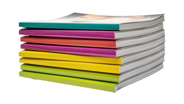 Isolated Colorful Stack of Books with Pages, Textbooks, Manuals, Journals, Stationery, and School Supplies