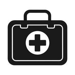 Fototapeta premium First Aid Kit Icon Outline and Silhouette Vector on White Background, Emergency Medical Box Symbol, Healthcare and Safety First Aid Icon for App UI, Web Design, Hospital, Clinic, Rescue and Minimal Is