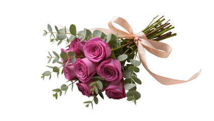 Isolated bunch of purple roses, beautiful floral arrangement for wedding, birthday, gift © Federica