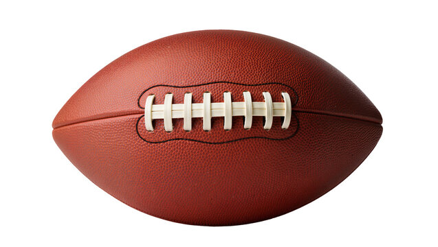 Isolated American football ball, brown color with white laces for sports team branding asset