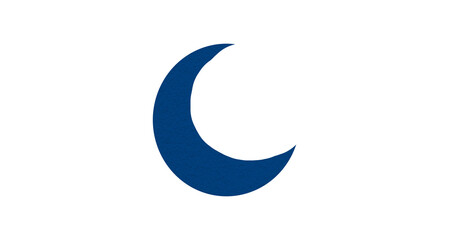 Blue crescent paper cutout, moon icon, waxing moon symbol, crescent moon icon symbol set on transparent background.