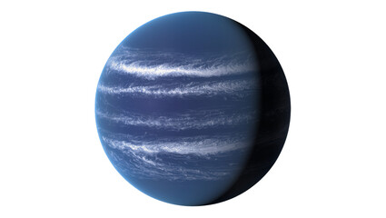 Isolated Neptune-like planet, blue, icy gas giant, planetary rings, solar system element © Federica
