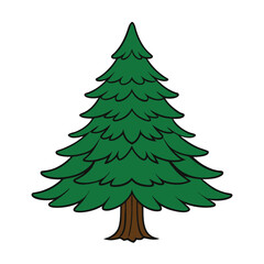 Fototapeta premium Evergreen fir tree cartoon vector illustration isolated