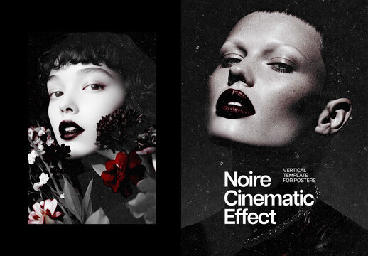 Vintage Noir Poster Photo Effect Mockup