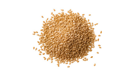 Isolated pile of toasted sesame seeds for healthy ingredient, vegan snack or asian food garnish