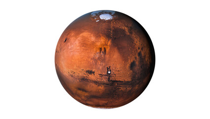 Isolated red planet with visible surface features in space, a cosmic wonder and exploration target © Radovan