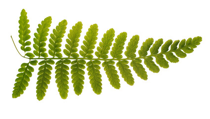 Isolated Polypody fern frond with pinnatifid leaves, evergreen fern in sunlight