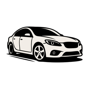 Logo concesionario de coches. Dibujo con l&iacute;neas de un veh&iacute;culo de lujo