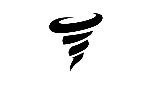 Tornado twister storm black vector icon isolated on white background disaster weather symbol emergency warning sign