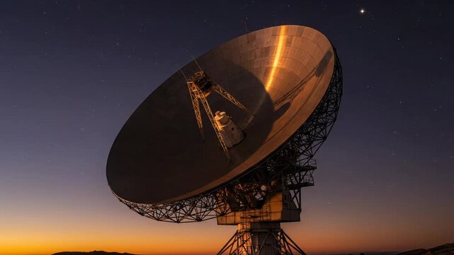 Giant Satellite Dish Antenna at Dusk - Space Exploration and Communication Technology