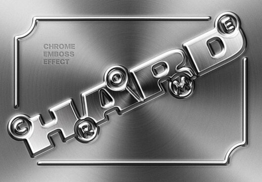 Hard Chrome Emboss Logo Effect Mockup