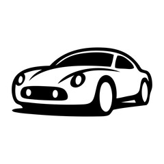 Logo concesionario de coches. Icono con dibujo con líneas de un vehículo de lujo © teracreonte