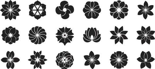 Black and white floral flowers symbols © Graphic Shops