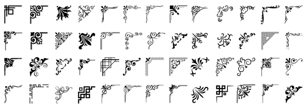 Vector illustration of decorative corner frame set. Vintage corner set. vector frame corners
