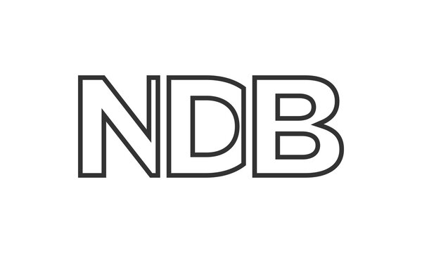 NDB logo design template with strong and modern bold text. Initial based vector logotype featuring simple and minimal typography. Trendy company identity.