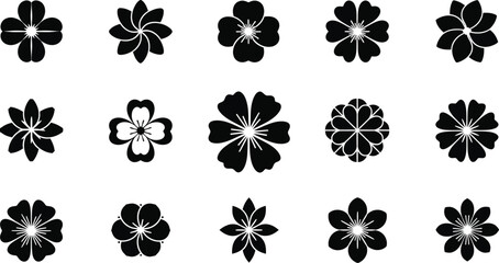 Black and white flower on white background flowers floral patterns © Graphic Shops