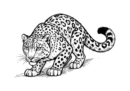 Snow Leopard hand drawn simple sketch vector illustration