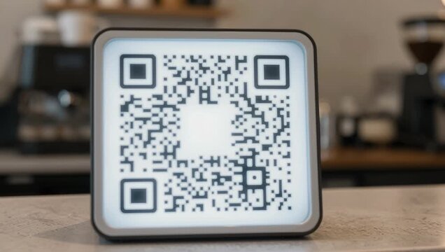 Illuminated QR Code Display on Countertop