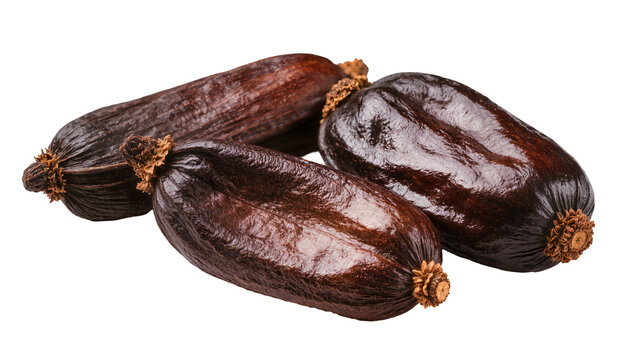 Isolated Ricinus communis seeds in the studio on a clean background, brown, shiny, dry