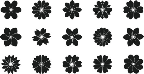Black flowers on white background shapes © Graphic Shops
