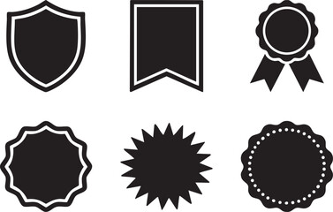 An assortment of blank vector shield, banner, and badge outlines, offering versatile templates for graphic design projects.