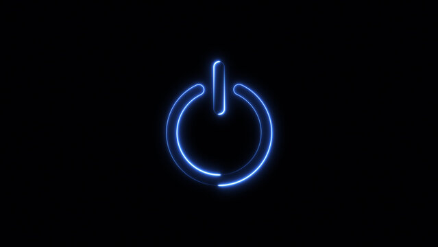 Neon power on/off symbol. glowing neon power on off buttons with start and shutdown button illustration on black background.