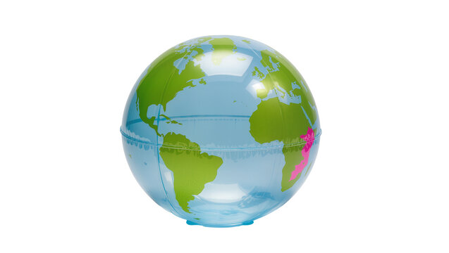 Isolated globe toy for kids, inflatable model of Earth, geographic map, fun exploration tool