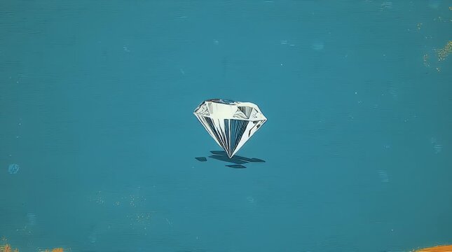 Diamond Animation on Blue Background.