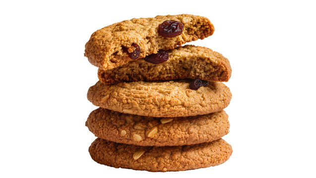 Isolated stack of oatmeal raisin cookies, delicious treat for the holidays or snack time