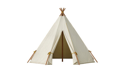 Isolated Teepee tent made of canvas, canvas tipi for kids, with poles, ready for adventure © Radovan