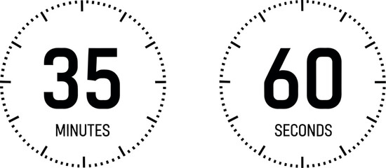 Two circular timers displaying thirty-five minutes and sixty seconds respectively