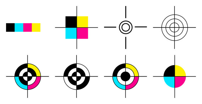 Colorful geometric print targets element set