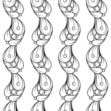 Seamless ornamental pattern. Abstract swirl borders repeating horizontal design