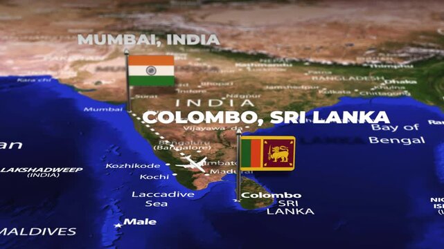 Flight From Mumbai INDIA to Colombo SRI LANKA ARMENIA with flag pins