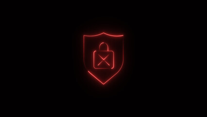 Fototapeta premium Neon Shield with Checkmark illustration on Black Background. Check mark in neon style.