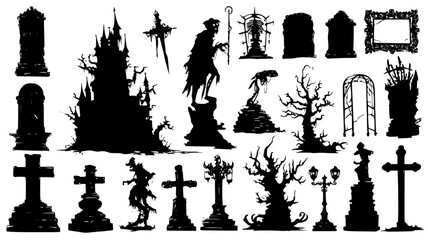 Fototapeta premium Enchanted relic bundle showcasing deep mystery and light, vector art set