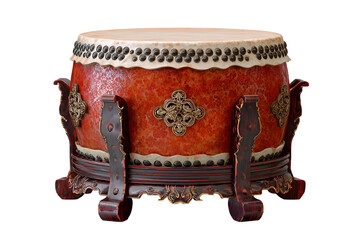Historic temple drum for traditional ceremonies isolated on transparent background
