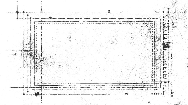 Black and white textured grunge border with dashed lines and dots abstract background
