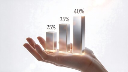 Obraz premium Hand holding glowing bar chart