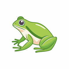 Fototapeta premium Cartoon illustration of a green frog with detailed features and a friendly pose