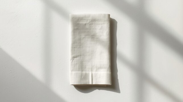 Off-white Slub Linen Napkin Folded on White Plaster