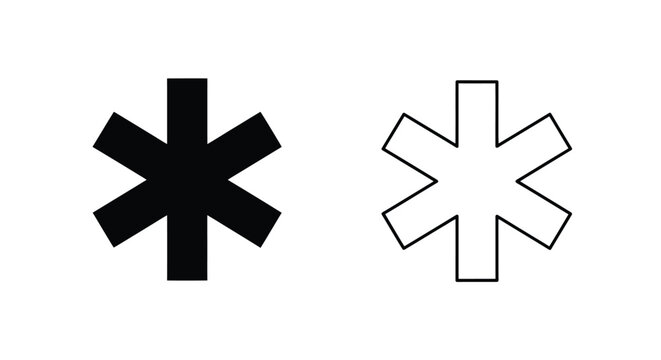 Star of life emblems a black and a white illustration