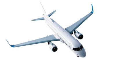 Isolated passenger jet on a blank backdrop, commercial airplane for airlines and travel firms